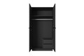 Wardrobe Nicole with Drawer Unit 100 cm, matt black, black handles