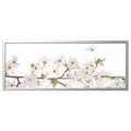 BJÖRKSTA Picture with frame, white flowers/aluminium-colour, 140x56 cm