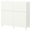 BESTÅ Storage combination w doors/drawers, white/Lappviken/Stubbarp white, 120x42x112 cm