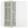 METOD Corner wall cab w carousel/glass dr, white/Stensund light green, 68x80 cm