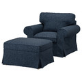 EKTORP Armchair and footstool, Kilanda dark blue