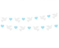 Paper Decorative Garland Doves & Blue Hearts 150cm