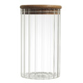 Glass Storage Jar, fluted, acacia lid