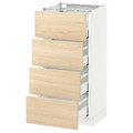 METOD / MAXIMERA Base cab 4 frnts/4 drawers, white, Askersund light ash effect, 40x37 cm