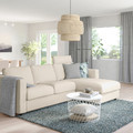 VIMLE 3-seat sofa with chaise longue, with headrest/Gunnared beige