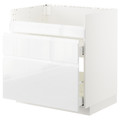 METOD Base cb f HAVSEN snk/3 frnts/2 drws, white Maximera, Voxtorp high-gloss/white, 80x60 cm