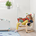 POÄNG Children's armchair, birch veneer/Medskog dinosaur pattern