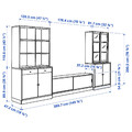 TONSTAD TV storage combination, oak veneer/clear glass, 381x47x201 cm