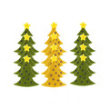CRAFT WITH FUN Felt Christmas Tree Shapes, Green/Yellow, 12 pcs