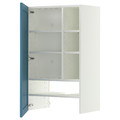 METOD Wall cb f extr hood w shlf/door, white/Lerhyttan blue, 60x100 cm