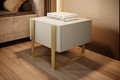 Nightstand Bedside Table Verica Set of 2, cashmere/gold legs