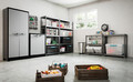 Outdoor/Workshop High Cabinet, Multi-use, XL tall, black-grey
