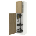 METOD High cabinet with cleaning interior, white/Forsbacka oak, 60x60x220 cm