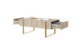 Coffee Table with 2 Drawers Verica, biscuit oak/gold legs