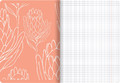 Notebook A5 80 Sheets Squared Margin Flowers, 5-pack, assorted patterns