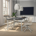 MITTZON Conference table, black stained ash veneer/white, 140x108x75 cm