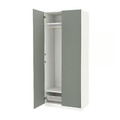 PAX / REINSVOLL Wardrobe, white/grey-green, 100x60x236 cm
