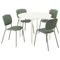 VIHALS / VIHALS Table and 4 chairs, white white/green Tibbleby grey-green, 107 cm