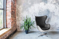 Armchair Egg, aluminium/black PU
