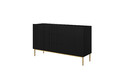 Cabinet with 2 Doors & 3 Drawers Nicole 150cm, matt black/gold legs