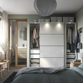 PAX / HOKKSUND Wardrobe combination, white/high-gloss light grey, 200x66x201 cm