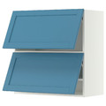 METOD Wall cabinet horizontal w 2 doors, white/Lerhyttan blue, 80x80 cm