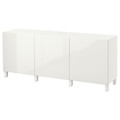 BESTÅ Storage combination with doors, white, Selsviken high-gloss/white, 180x40x74 cm