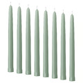 KLOKHET Unscented taper candle, light grey-green, 25 cm