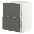 METOD / MAXIMERA Base cab f sink+2 fronts/2 drawers, white/Voxtorp dark grey, 60x60 cm