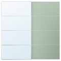 MEHAMN/AULI Pair of sliding doors, aluminium double sided/light green mirror glass, 200x201 cm