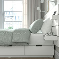 NORDLI Bed frame with storage and mattress, with headboard white/Åkrehamn firm, 140x200 cm
