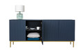 Four-Door Cabinet Nicole 200 cm, dark blue, gold legs