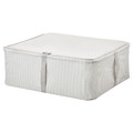 HEMMAFIXARE Storage case, fabric striped/white/grey, 44x51x19 cm