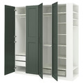 PAX / GRIMO Wardrobe combination, white grey-green/white, 220x60x236 cm