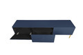 TV Cabinet Nicole 200 cm, dark blue/gold legs