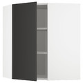 METOD Corner wall cabinet with shelves, white/Nickebo matt anthracite, 68x80 cm