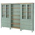 HEMNES Storage combination w doors/drawers, grey-green/light brown stained, 270x197 cm