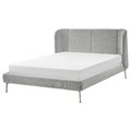 TUFJORD Upholstered bed frame, Tallmyra white/black/Leirsund, 140x200 cm