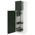 METOD High cabinet with cleaning interior, white/Havstorp deep green, 60x60x200 cm