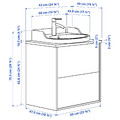 TÄNNFORSEN / RUTSJÖN Wash-stnd w drawers/wash-basin/tap, white/brown walnut effect, 62x49x76 cm