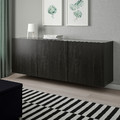 BESTÅ Wall-mounted cabinet combination, black-brown/Lappviken black-brown, 180x42x64 cm