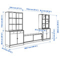 TONSTAD TV storage combination, oak veneer/clear glass, 381x47x201 cm