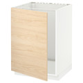 METOD Base cabinet for sink, white/Askersund light ash effect, 60x60 cm