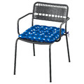 LÄCKÖ Chair with armrests, outdoor, dark grey/Klösan dark blue
