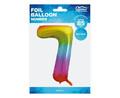 Foil Balloon Number 7, rainbow, 85cm