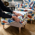 STRANDMON Slipcover for footstool, Stigsbo multicolour/beige