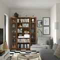 BILLY / OXBERG Bookcase comb w glass doors, brown walnut effect, 160x202 cm