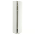 METOD High cabinet w shelves/wire basket, white/Aspudden light grey, 40x60x200 cm