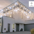 Christmas Curtain Lights In-/Outdoor 200 LED 9.6m, icicles, flash, warm white/cool white