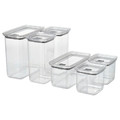 KORALLVIPPA Dry food jar with lid, set of 6, transparent